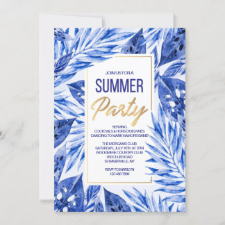 Sommerliche Party Einladung in Blue