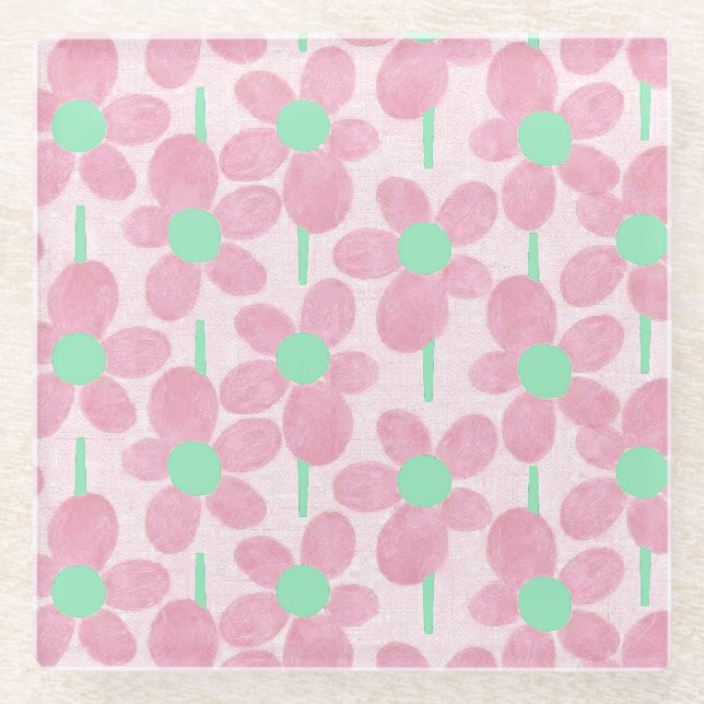 Sommerliche Pastell-Blumen-Glasuntersetzer Glasuntersetzer (Vorderseite)