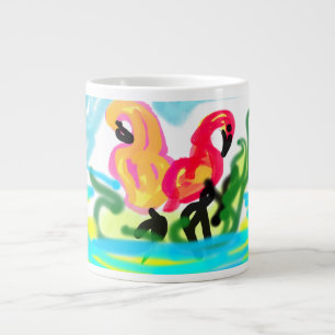 Sommerliche rosa Flamingos liebenswert  Jumbo-Tasse