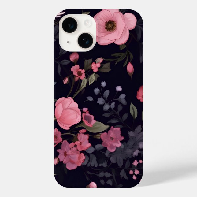 Sommerliche Rose auf schwarz Case-Mate iPhone Hülle (Rückseite)