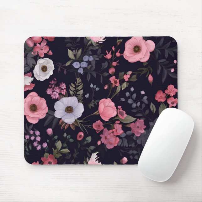 Sommerliche Rose auf schwarz Mousepad (Mit Mouse)
