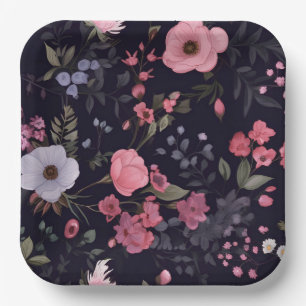 Sommerliche Rose auf schwarz Pappteller