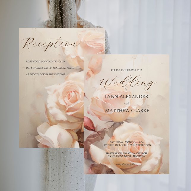 Sommerliche Rose Hochzeit Einladung (Summer Roses Elegant Wedding Invitation)