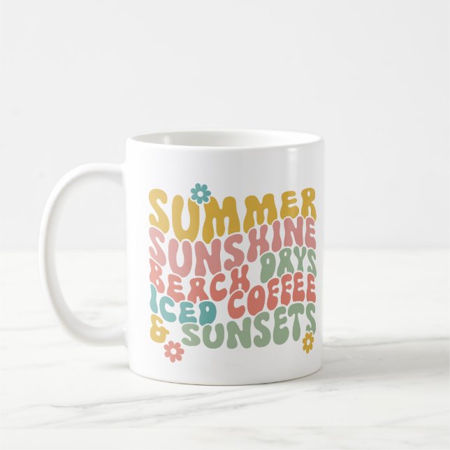 Sommerliche Sprichwort Retro Beach Ice Coffee Suns Kaffeetasse (Links)