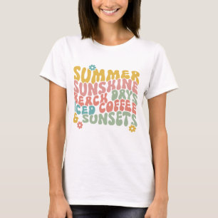 Sommerliche Sprichwort Retro Beach Ice Coffee Suns T-Shirt