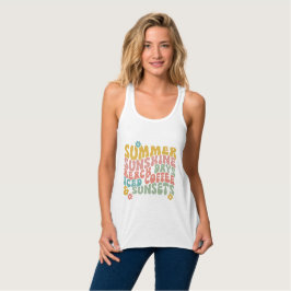 Sommerliche Sprichwort Retro Beach Ice Coffee Suns Tank Top