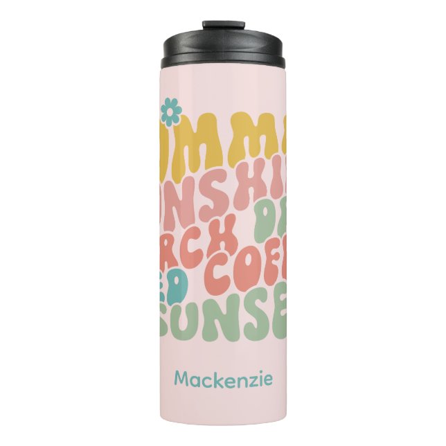 Sommerliche Sprichwort Retro Beach Ice Coffee Suns Thermosbecher (Vorderseite)