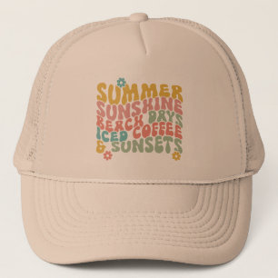 Sommerliche Sprichwort Retro Beach Ice Coffee Suns Truckerkappe