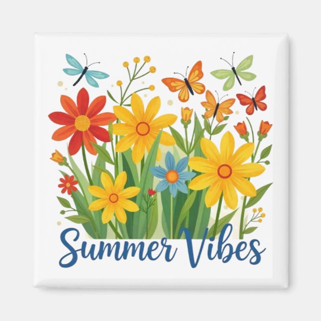Sommerliche Stimmung mit Schmetterlingen Magnet (Vorne)
