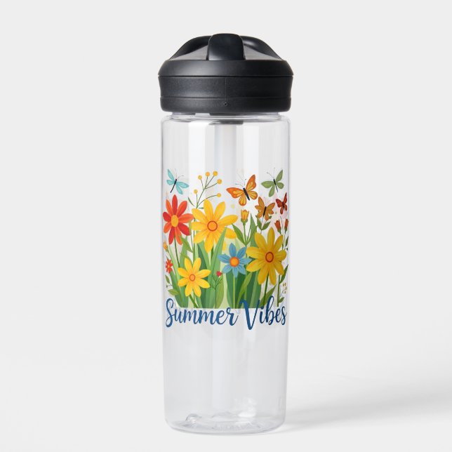 Sommerliche Stimmung mit Schmetterlingen Trinkflasche (Vorderseite)