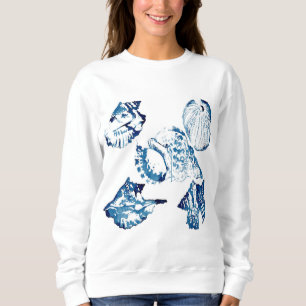 sommerliche Strand chic indigo blaue Aquarellblume Sweatshirt