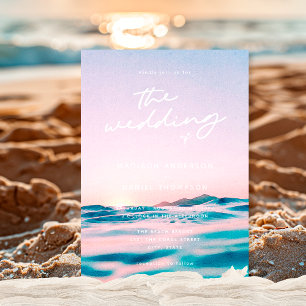 Sommerliche Strandhochzeit bei Sonnenuntergang am Einladung