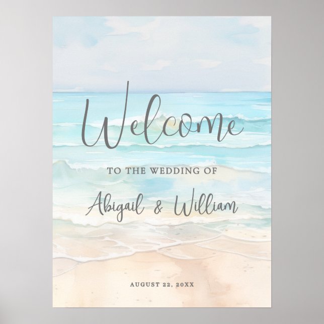 Sommerliche Strandhochzeit Willkommensschild Poster (Vorne)