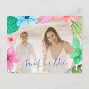 Sommerliche tropische moderne Foto-Hochzeit Termin Ankündigungspostkarte