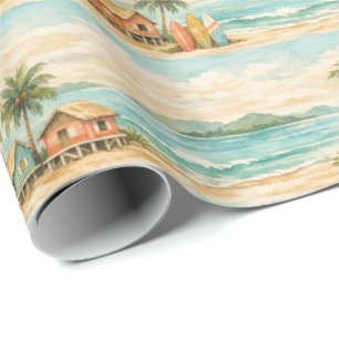 Sommerliche tropische Palmen Vintage-Surfboards Geschenkpapier