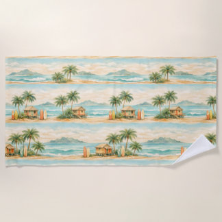 Sommerliche tropische Palmen Vintage-Surfboards Strandtuch