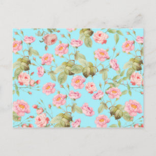 Sommerliche viktorianische Rosen in Vintage-Optik Postkarte
