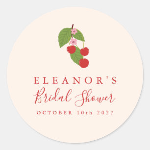 Sommerliche Vintage-Rote-Kirschen-Hochzeitsdusche Runder Aufkleber