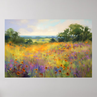Sommerliche Wildblume Tal Landschaft Blumen Kunst Poster