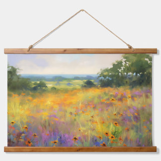 Sommerliche Wildblume Tal Landschaft Blumen Kunst Wandteppich Mit Holzrahmen