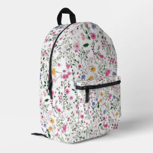 Sommerliche Wildblumen auf Weiß Bedruckter Rucksack