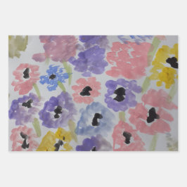 Sommerliche Wildblumen Geschenkpapier Set