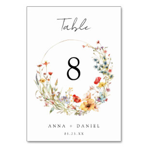 Sommerliche Wildblumen-Hochzeit Tischnummer
