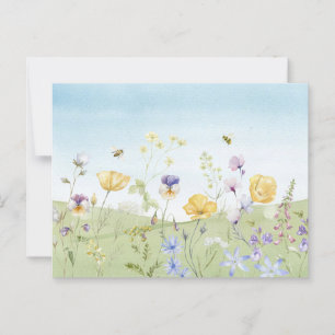 Sommerliche Wildblumen, Honigbienen Postkarte