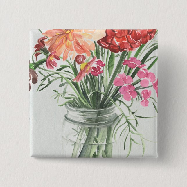 Sommerliche Wildblumen - Pinks und Reds Button (Vorderseite)