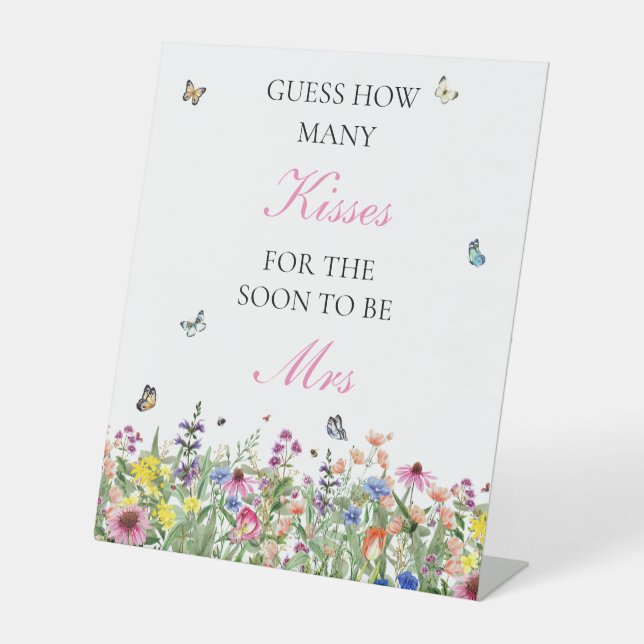 Sommerliche Wildblumen & Schmetterlinge Guess Kiss Sockelschild (Vorderseite)