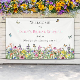 Sommerliche Wildblumen und Schmetterlinge Brautpar Banner