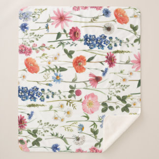 Sommerliche Wildblumen, wasserfarbenes nahtloses M Sherpadecke