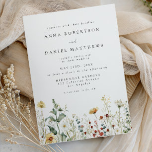Sommerliche Wildblumenfeld-Hochzeitseinladung Einladung