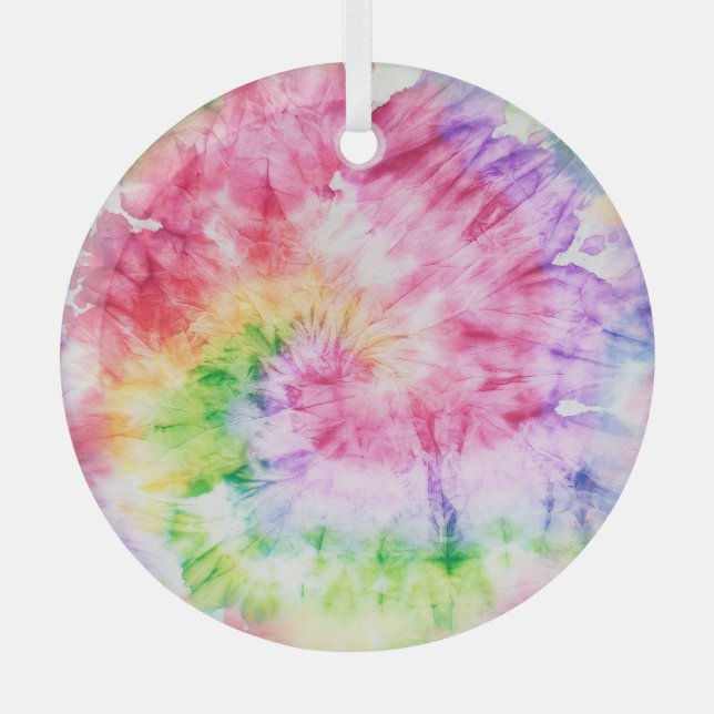 Sommerliche Wirbel: Pastellfarbene Krawatte-Muster Ornament Aus Glas (Vorderseite)