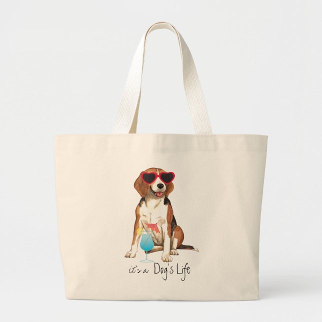 Sommerlicher Beagle Jumbo Stoffbeutel (Vorne)