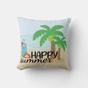 Sommerlicher glücklicher Sommer am Beach Throw Kis Kissen