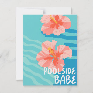 Sommerlicher Hibiskusblüten-Urlaub am Pool Postkarte