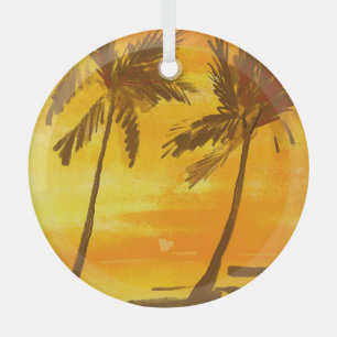 Sommerlicher Hintergrund tropischer Palmen Ornament Aus Glas