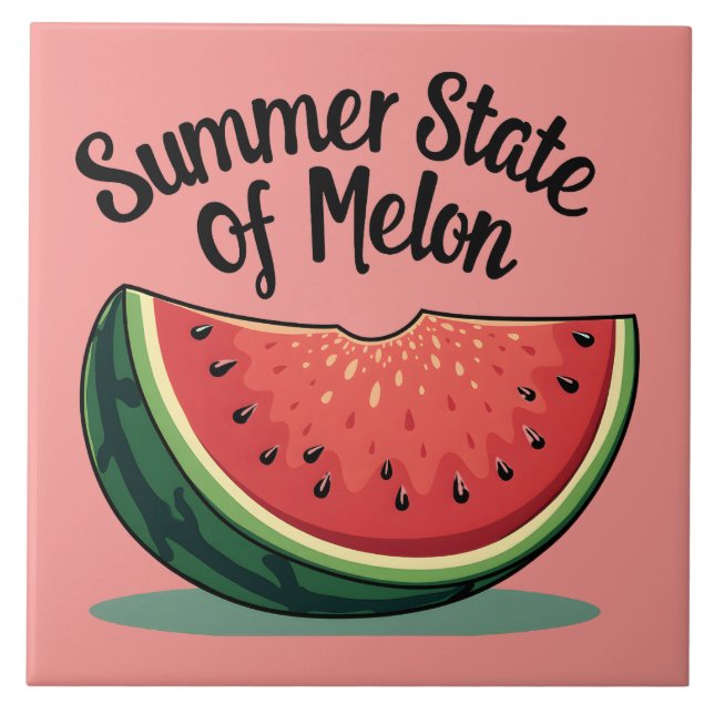 Sommerlicher Melonen-Retro-Frucht-Art Fliese (Vorderseite)