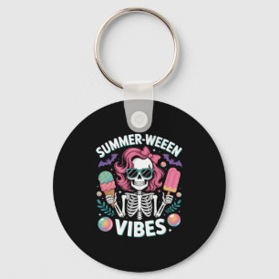 Sommerlicher Vibes Skeleton Urlaub Halloween Schlüsselanhänger