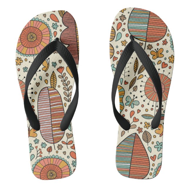 Sommerliches Blumenmuster aus Blättern Flip Flops (Fußbett)