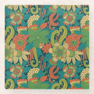 Sommerliches Blumenmuster Glasuntersetzer