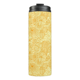 Sommerliches Blumenmuster in warmen Farben Thermosbecher