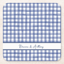 Sommerliches Marine-Blau-Gingham, kariert zum 4. J Rechteckiger Pappuntersetzer