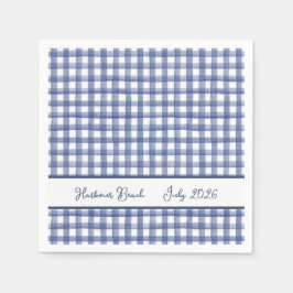Sommerliches Nautiles Blau Gingham, Kariertes 4. J Serviette