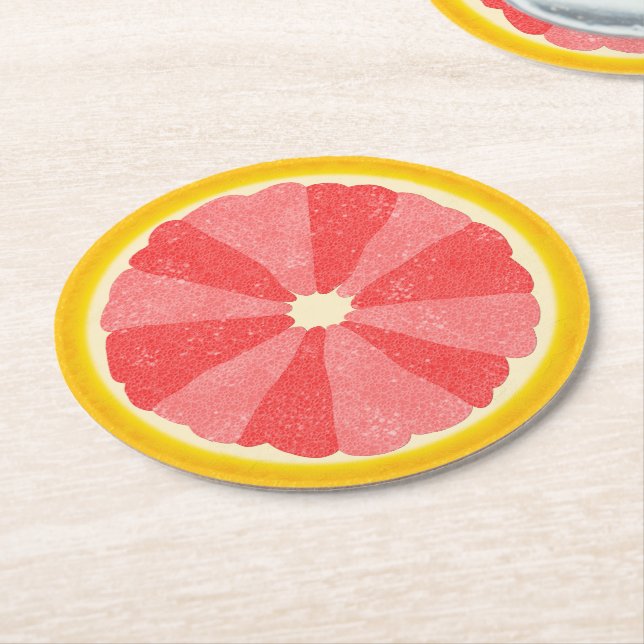 Sommerliches Party Grapefruit Slice Frucht Hälfte Runder Pappuntersetzer (Angewinkelt)