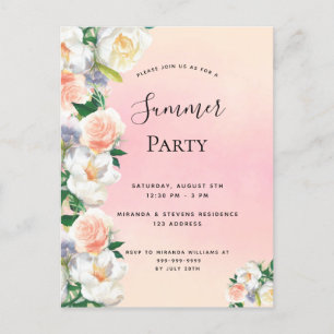 Sommerliches Party mit floralen Korallenbäumen Postkarte