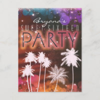 Sommerlichter Sparkle Palmen Bäume Party Einladung