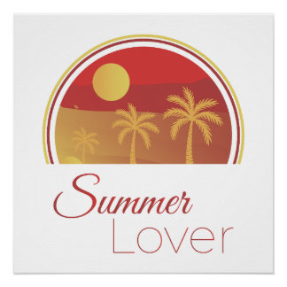 Sommerliebhaber Retro Sonnenuntergang Palmen Tropi Poster