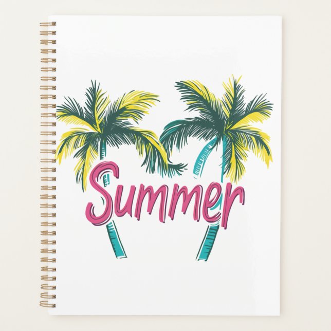 Sommerlogo - Sommerpalmen mit tropischen Farben Planer (Vorderseite)